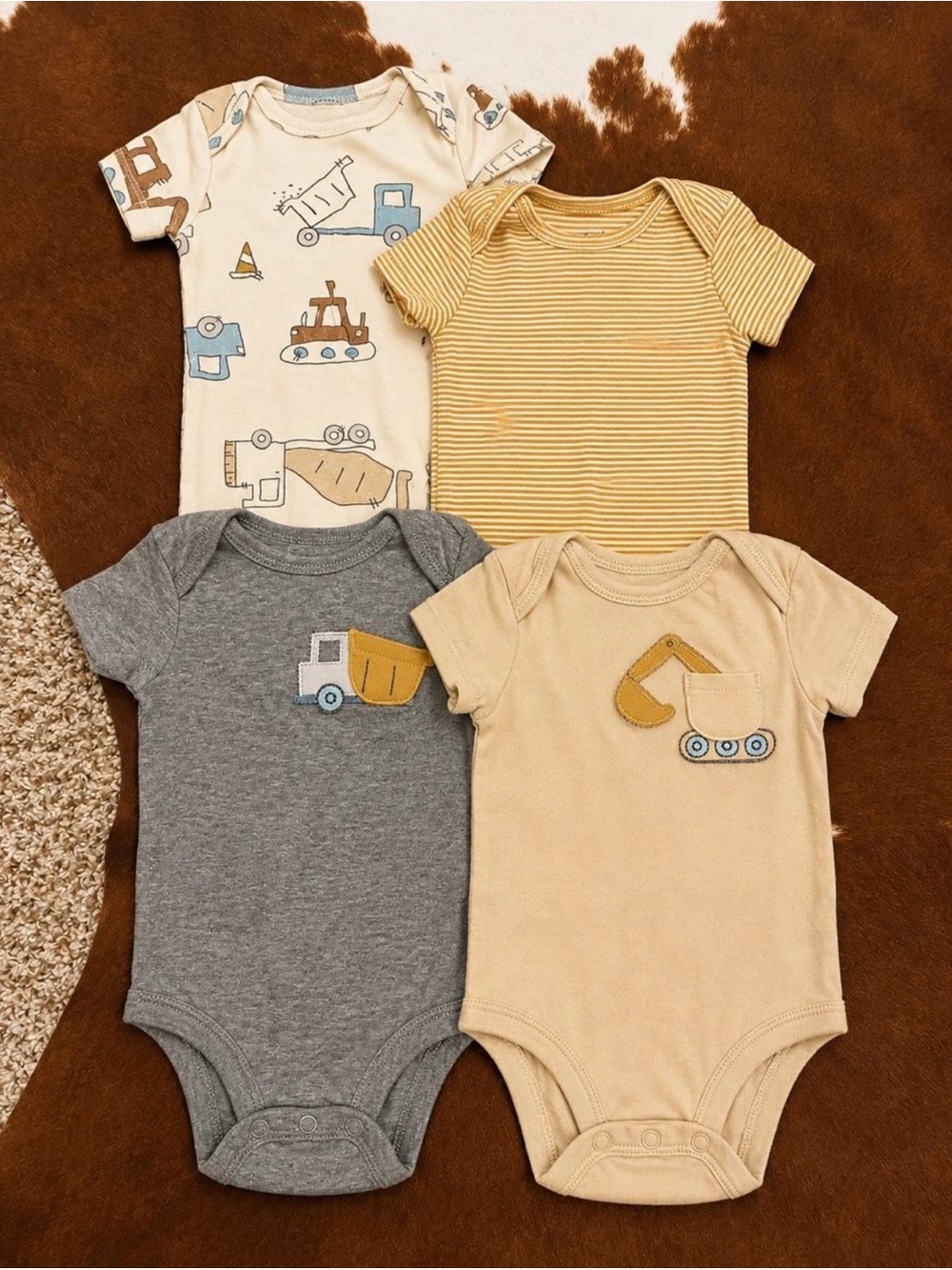 Carter's Construction One-Piece Bodysuits - Yellow, Gray, Cream, Blue